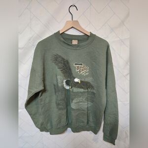 Retro 1990s Nature Graphic Sweatshirt - Bald Eagle